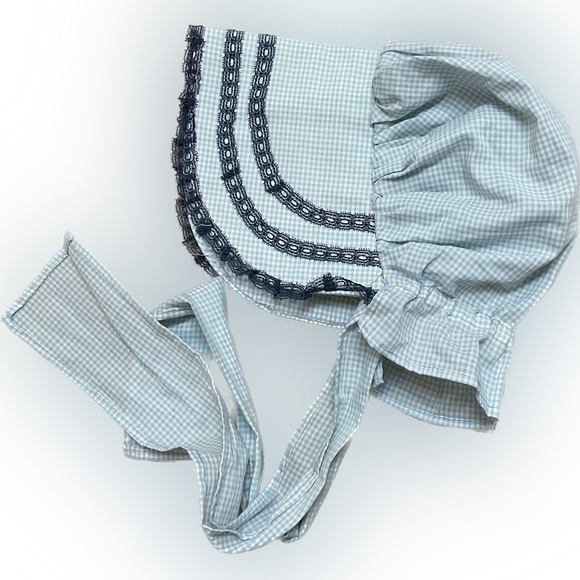 Accessories - Blue Gingham Adult Bonnet Prairie Costume Cosplay